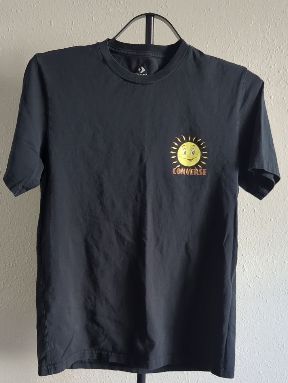 Converse Summer Sun Graphic Tee Black XS Smiley Sun Short Sleeve